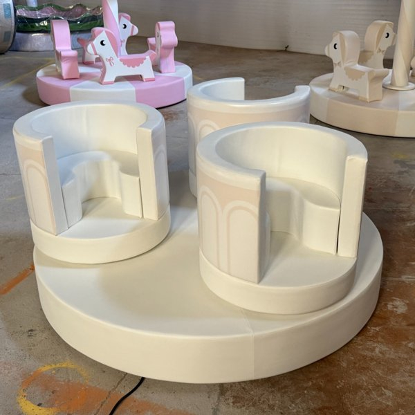 Toddler spinning cup soft play equipment in pastel pink