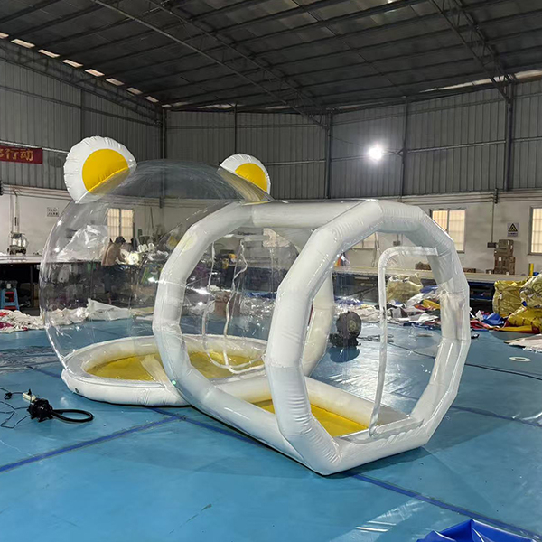 Transparent bear dome inflatable tent for toddler party rental