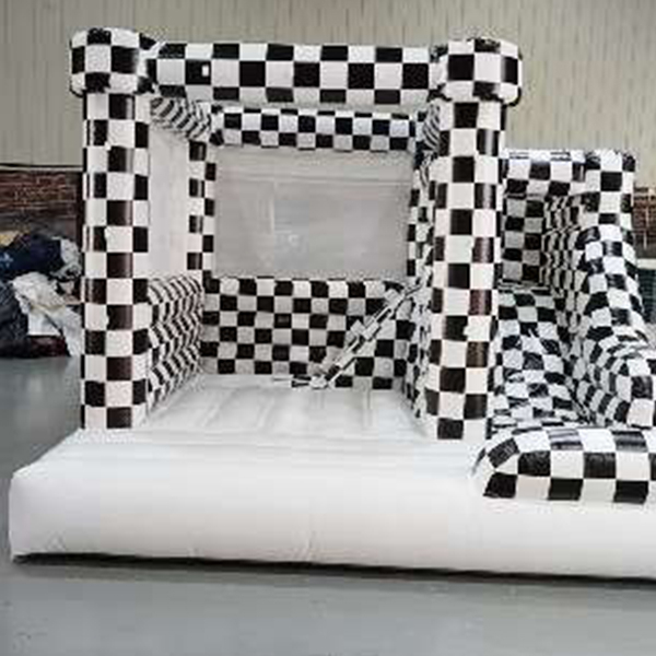 Black and White Inflatable Castle Bouncer with Slide for Kids
