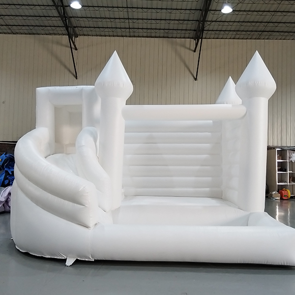 Maison de rebond blanc gonflable en PVC avec toboggan à double couche