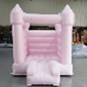 White inflatable bounce house with slide for kids indoor play