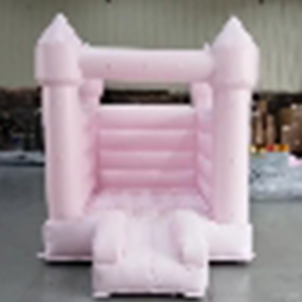 White inflatable bounce house with slide for kids indoor play