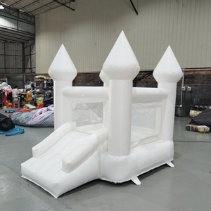White inflatable bounce castle with slide for backyard parties
