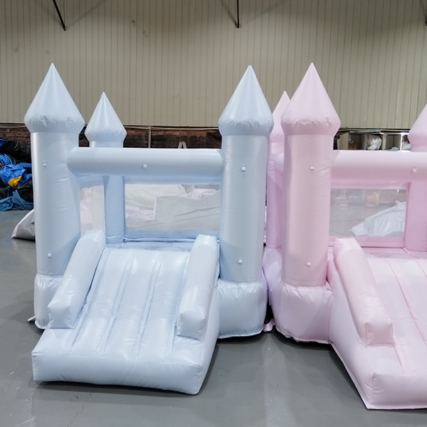 Custom Pastel Inflatable Slide Bouncy Castle For Children Birthday Party Play