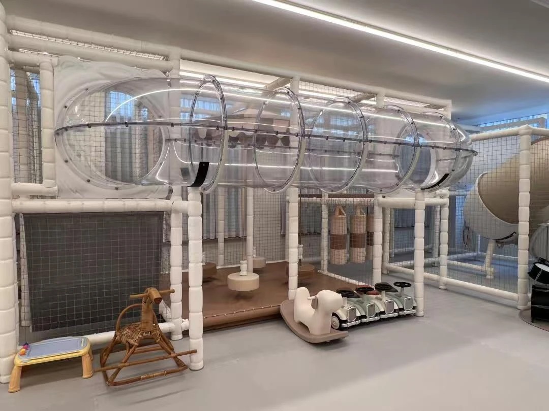 Estrutura de escalada de jogo suave modular com túnel transparente na Coréia