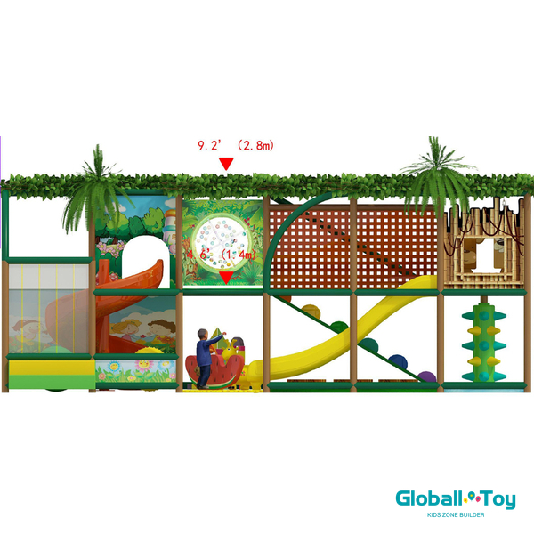 family entertainment center jungle play park with spiral tube slide and modular frames