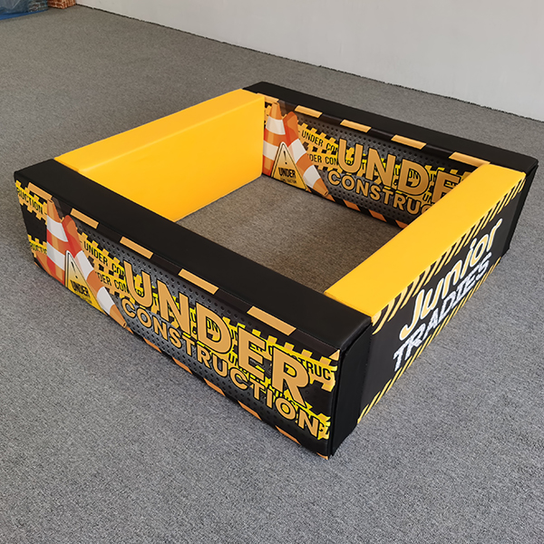 Under construction soft play yard with junior trades design for toddlers
