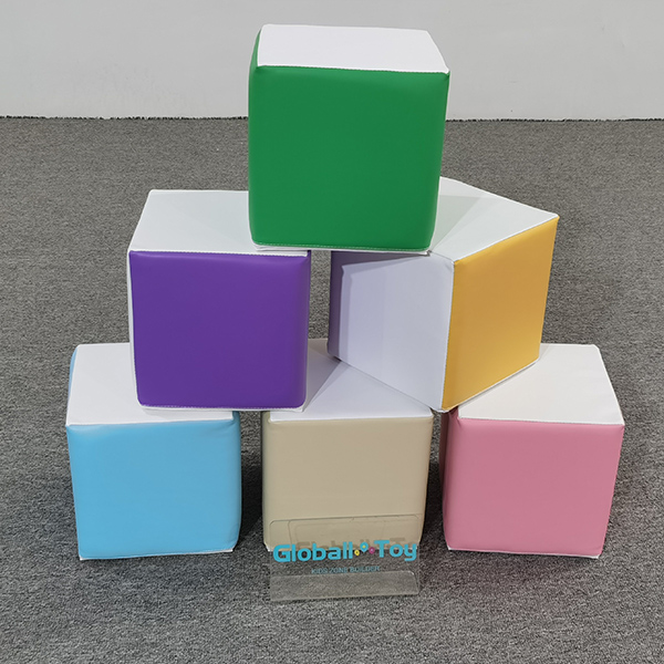 Colorful soft foam play cubes in pyramid stack