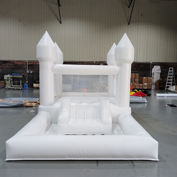 commercial-white-bouncy-castle-with-slide-for-kids