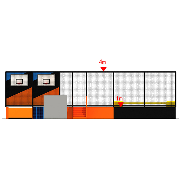 customized indoor trampoline playground with dunk zone and foam pit