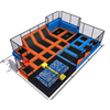 commercial trampoline park layout design with battle beam and safety padding