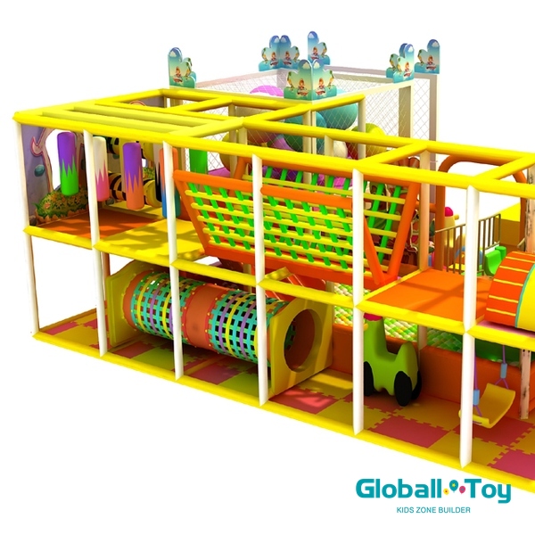commercial indoor playground with climbing nets tunnels and soft play frames
