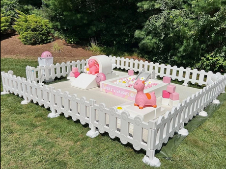 Roze zachte speelset met glijbaan en ballenbak Outdoor speeltoestellen voor peuters voor feestverhuur_1192_894.jpg