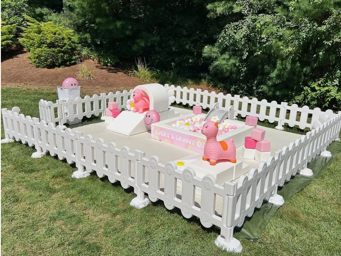 Pink And White Soft Play Set for Kids Birthday Party And Rental Business