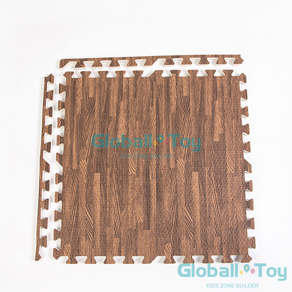 interlocking foam floor mat with wood grain design for indoor playground