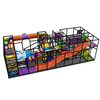 colorful indoor playground design with rocket tunnel slides and foam pit