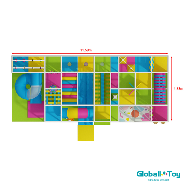 Planta baixa de design de playground interno de 11,59 m para zona de entretenimento infantil