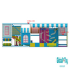 commercial indoor play structure with climbing wall and rope tunnel