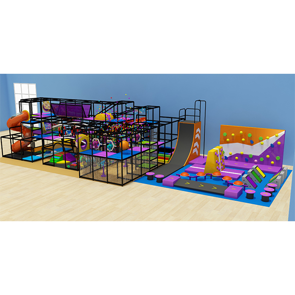 commercial adventure play area floor plan with slides and tunnels