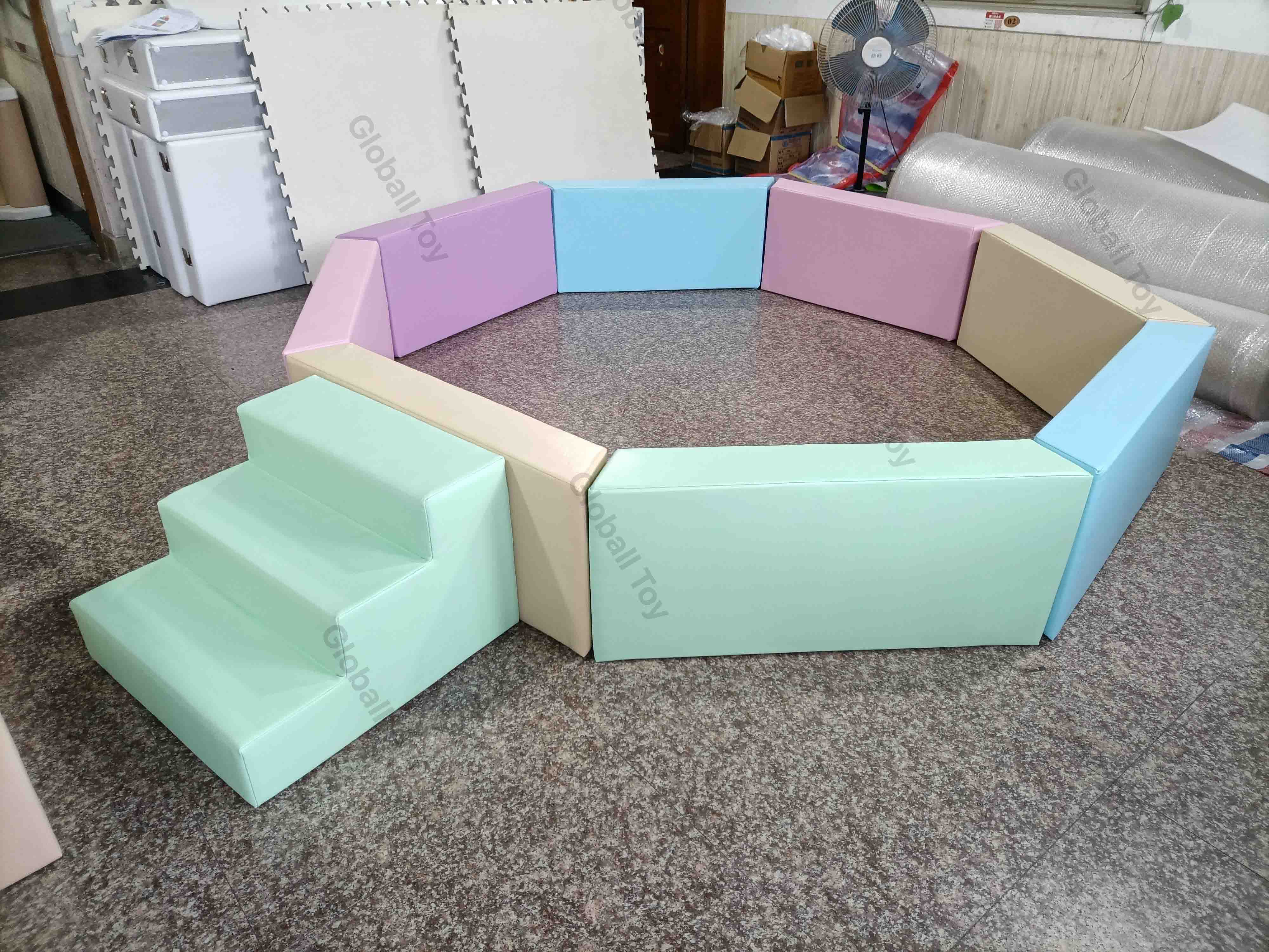 Pastel colored children soft plaground equipment octagon ball pit for kids party birthday