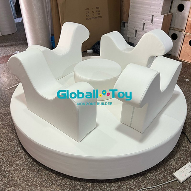 Soft play merry go round indoor spinning carousel for toddlers
