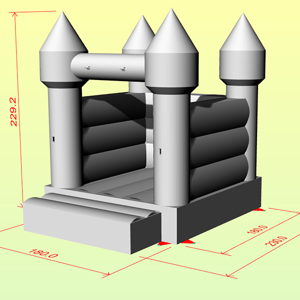 Modèle 3D Château de rebond de mariage gonflable blanc avec dimensions de taille