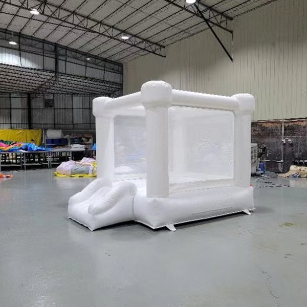 Château de videur gonflable blanc avec filet en maillage transparent