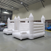 White double inflatable bounce house with castle design
