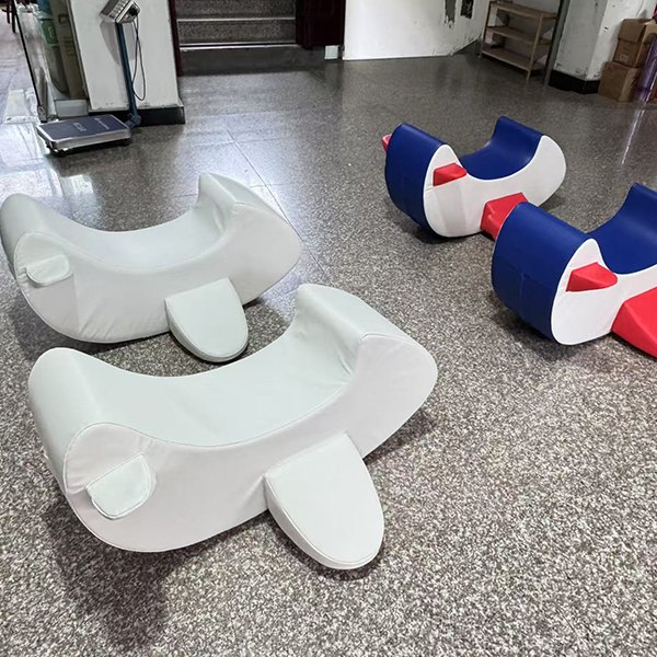 Blue red foam rocker for kids indoor playground use