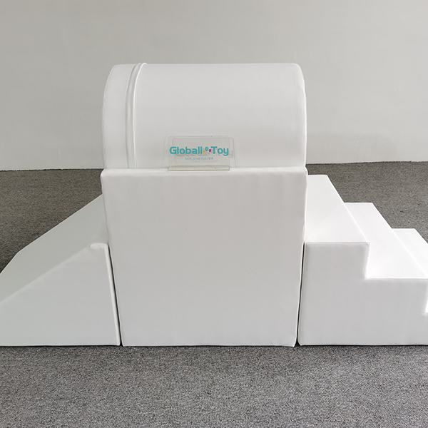 White foam climbing tunnel for toddler activity areas