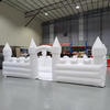 White inflatable castle with mesh netting and bounce area for kids