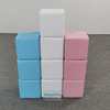 Soft play building blocks in blue white and pink