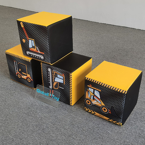 Construction theme soft play cubes with vehicle patterns