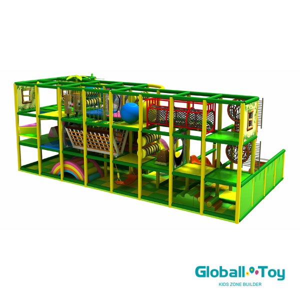 modular indoor play structure with climbing frames and spiral slide manufacturer