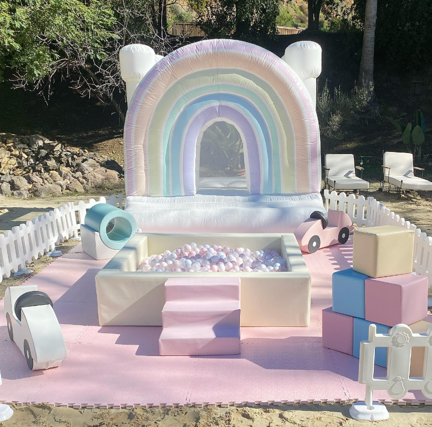 pastel rainbow inflatable castle playground (1)