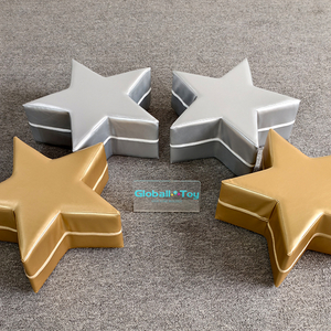 Gold and silver star-shaped soft mats for kids play zones