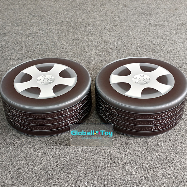 Tire shaped soft round mats for indoor driving play area