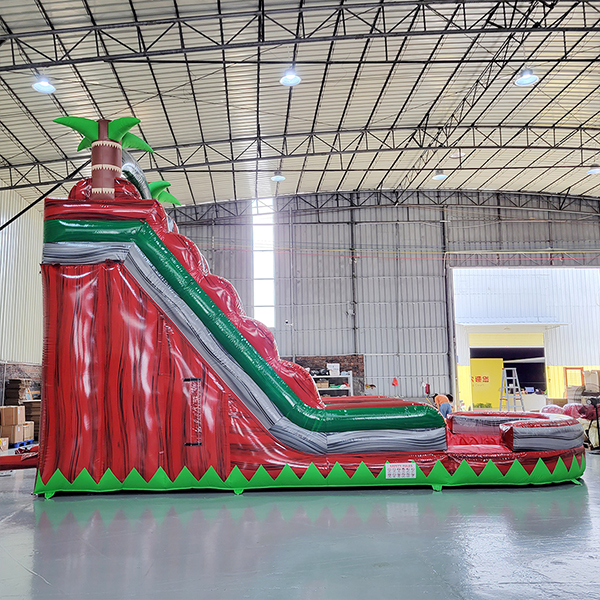 tobogán-acuático-inflable-temático-volcán-tropical