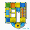 custom two level indoor play structure manufacturer with climbing net bridge