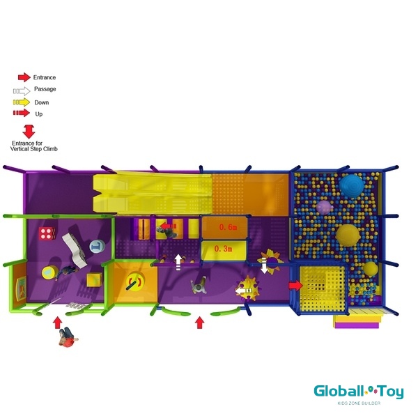 custom soft play structure for daycare with colorful obstacle course