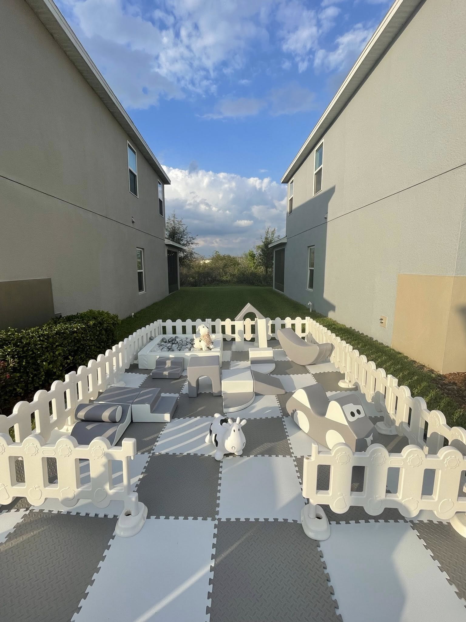 Neutral Gray Soft Play Set for Toddlers Modern Indoor Playground Equipment