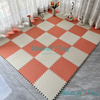 woven floor mat orange cream playroom flooring