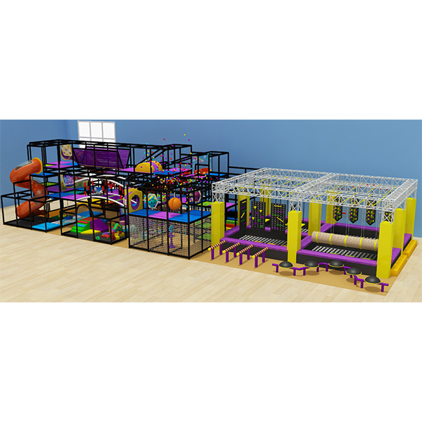 large indoor adventure playground with slides climbing frames and ninja course