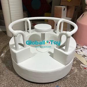 Round soft play merry go round with padded safety rail for toddler indoor playground