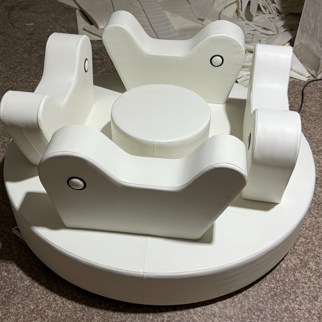 Toddler soft carousel ride with round base and safety padded seats