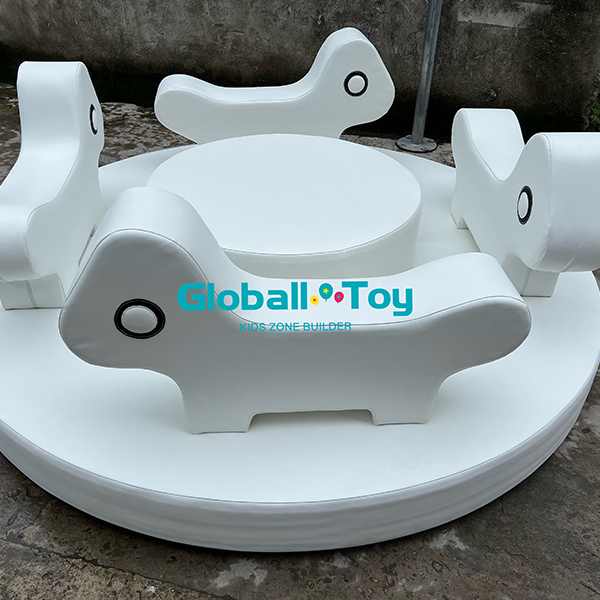 Indoor rotating merry go round soft play horse set for kids