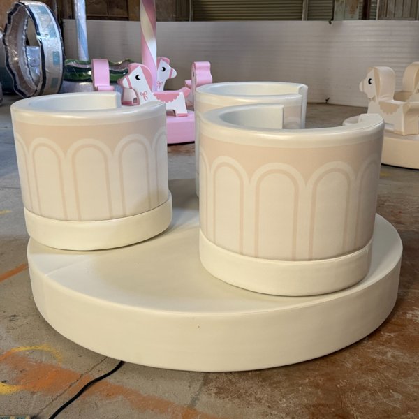 Indoor amusement soft ride tea cup carousel for toddlers