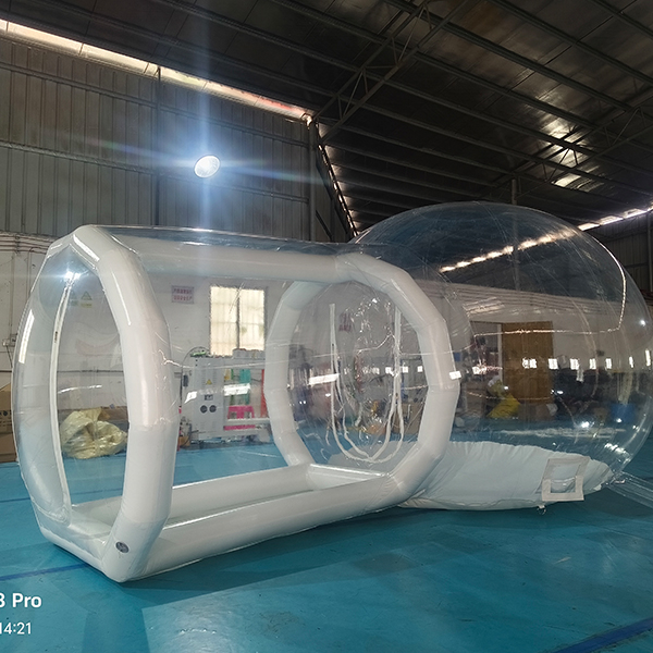 Transparent inflatable bubble tent with double room design