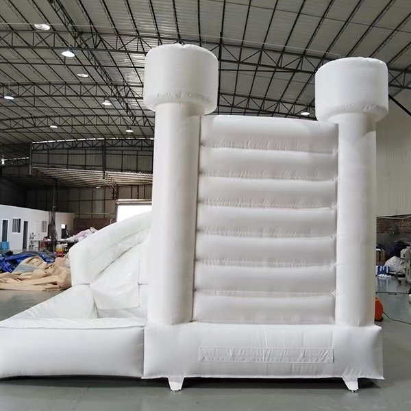Commercial Grade White Bounce House with Slide for Wholesale