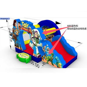 Cartoon theme jumping castle with slide for outdoor playground